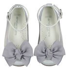 Younger Girls Silver Bow Shoes, 3, hi-res